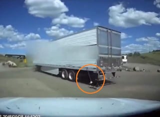 El conductor del camión no se había fijado pero afortunadamente alguien más lo notó. (INTERNET)