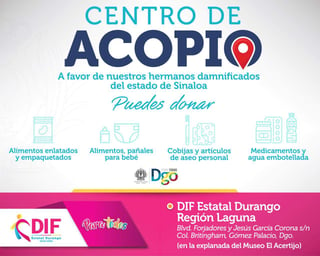 Este centro de acopio se localiza en las instalaciones de la coordinación regional del DIF, ubicadas en el interior del Museo Acertijo. (EL SIGLO DE TORREÓN)