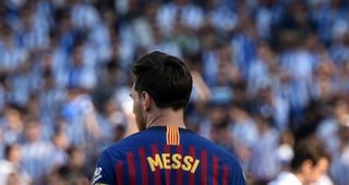 El delantero argentino del Barcelona Lionel Messi durante el partido contra la Real Sociedad en San Sebastián.