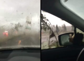 Quedó dentro de su vehículo en plena tormenta. (INTERNET)