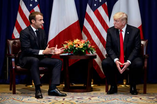 En un encuentro bilateral con Macron en los márgenes de la Asamblea General de la ONU, Trump celebró su buena relación con el presidente francés y recordó la 'magnífica' visita que ambos hicieron a la torre Eiffel de París el año pasado. (AP)
