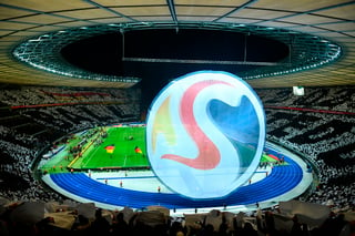Foto del 27 de marzo de 2018 con el logo de la Eurocopa 2024 previo al partido amistoso entre Alemania y Brasil en el Estadio Olímpico de Berlín.