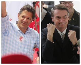 División. Los 147,3 millones de electores brasileños escogerán este domingo al nuevo presidente del país en medio de una pronunciada polarización entre el socialista Fernando Haddad (Izq.) y el ultraderechista Jair Bolsonaro (Der.).