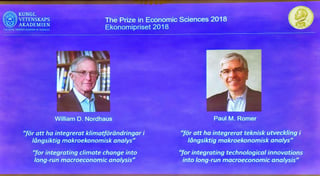El Nobel de Economía premió hoy a los estadounidenses Willian D. Nordhaus y Paul M. Romer por construir modelos que explican las interacciones de la economía de mercado con la naturaleza y el conocimiento. (EFE)