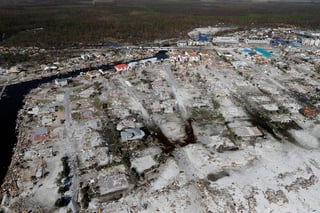 Tragedia. La devastación causada por el huracán Michael se ve en esta foto aérea de Mexico Beach, Florida.