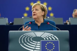 Cambio. Angela Merkel afirmó ante los eurodiputados que 'el tiempo en el que podíamos confiar en otros ha quedado atrás'. (AP)