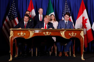  El Consejo Coordinador Empresarial (CCE) hizo un llamado al Senado de la República a ratificar el Tratado entre México, Estados Unidos y Canadá (T-MEC) que se firmó la mañana de este viernes en Buenos Aires, Argentina, en el marco de la Cumbre del G-20. (AP)