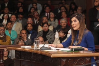 Sofía García acudió al Congreso Local para rendir su informe de Gobierno durante la mañana del viernes. (ESPECIAL)