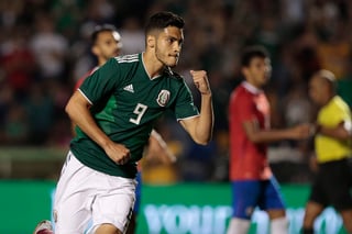 Jiménez festeja su gol ante Costa Rica en el amistoso del pasado mes de Octubre en la cancha del Estadio Universitario, casa de los Tigres. (Jam Media)