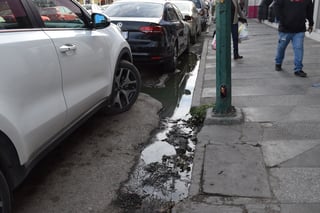 Brotes. Malos olores surgen de las aguas negras que corren por debajo de las banquetas, en la avenida Allende.