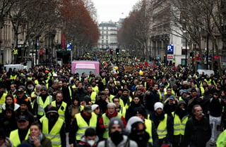 No paran. Miles de manifestantes del movimiento chalecos amarillos marcharon en París por noveno fin de semana consecutivo.