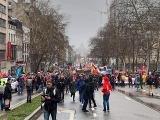 Marcha. La movilización ha sido particularmente fuerte entre los jóvenes en Bélgica desde principios de año. (TWITTER)