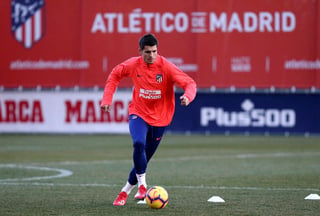 El delantero Álvaro Morata durante su primer entrenamiento como nuevo jugador del Atlético de Madrid. Morata llega cedido por el Chelsea hasta 2020 con opciones de compra no obligatorias a lo largo de ese préstamo.
