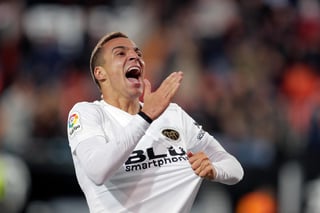 Rodrigo Moreno tras marcar el tercer gol de Valencia ante el Getafe.