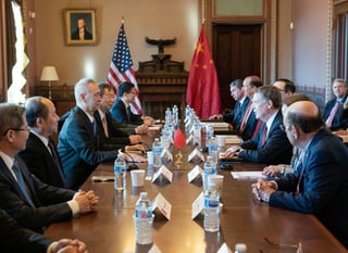 Mesa. Robert Lighthizer recibió ayer al viceprimer ministro de China, Liu He, en una nueva ronda de negociación bilateral. (TWITTER)