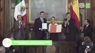 La jefa de gobierno de la Ciudad de México, Claudia Sheinbaum, nombró Huésped Distinguido al presidente del Gobierno de España, Pedro Sánchez Pérez-Castrejón, quien se encuentra en la capital del país en visita oficial. (ESPECIAL)