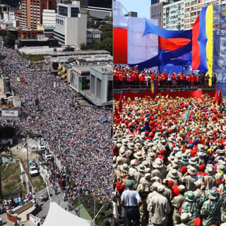 Opositores (izquierda) y chavistas (derecha) salieron a manifestarse en Venezuela. (AGENCIAS)