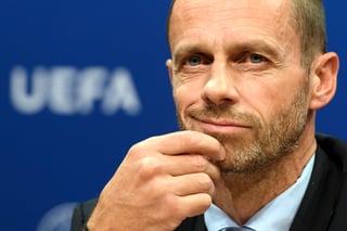 El presidente de la UEFA Aleksander Ceferin durante una rueda de prensa en Nyon, Suiza.