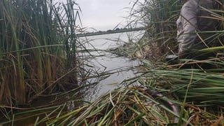 La manguera atravesaba la laguna Chipuz bajo el agua, por lo que fue necesario abrir camino entre la maleza con apoyo de una retroexcavadora para seguir el rumbo de la misma. (ESPECIAL) 
