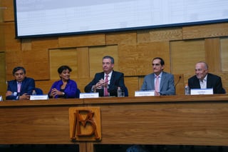 Presentación del Informe Trimestral de la Inflación del Banco de México (Banxico), encabezado por el gobernador del mismo, Alejandro Díaz de León junto a los subgobernadores. (NOTIMEX)