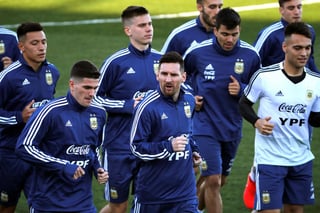 Lionel Messi entrenó ayer con la selección argentina, en la ciudad deportiva del Real Madrid.