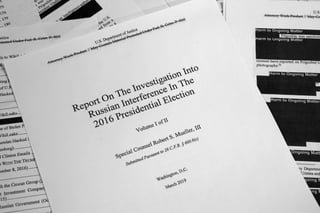 El informe, expurgado del fiscal especial RobertMueller sobre la interferencia rusa en los comicios presidenciales
de 2016, fue publicado ayer. (AP)