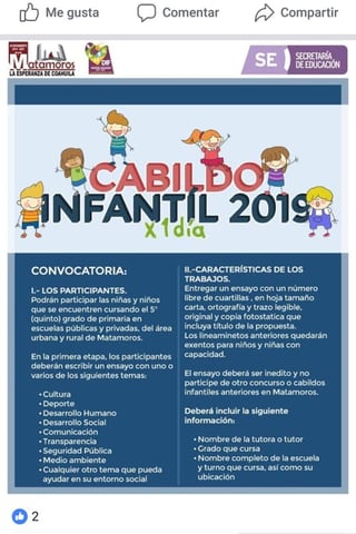 Buscan a candidatos y candidatas para Cabildo Infantil 2019 que se llevará a cabo el próximo 29 de abril.