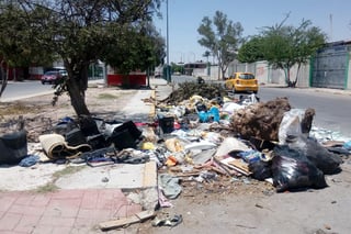 Se encuentra una zona llena de basura, a tal punto que esta acumulación ya obstruye parte de la calle. (EL SIGLO DE TORREÓN)