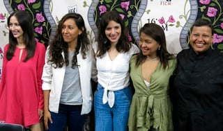 Elenco. La actriz argentina Agustina Quinci, de izquierda a derecha, la productora mexicana Tatiana Graullera, la directora mexicana Lila Avilés y las actrices mexicanas Gabriela Cartol y Teresa Sánchez.
