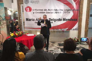 El diputado local, Mario Alfonso Delgado Mendoza, se presentó ayer en un salón de eventos del municipio de Lerdo. (EL SIGLO DE TORREÓN)