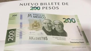 El nuevo billete de 200 pesos que comenzará a circular a partir de hoy lunes es de color verde muy similar al que sustituye a los actuales. (TWITTER)