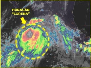 'Lorena' se intensificó este miércoles a huracán categoría 1. (ESPECIAL)
