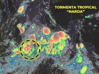 La Conagua informó que el centro de 'Narda' se localiza a 185 kilómetros (km) al sur-suroeste de Acapulco. (CORTESÍA)