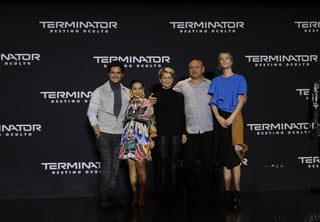 En México. El elenco de la cinta Terminator: Destino oculto durante la conferencia de prensa en nuestro país. (NOTIMEX) 
