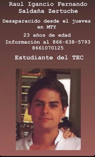 Coahuilense estudiante del Tec desapareció en Monterrey.