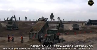 A través de un video, la Sedena muestra los trabajos de máquinas excavadoras, camiones y personal de la construcción. (ESPECIAL)