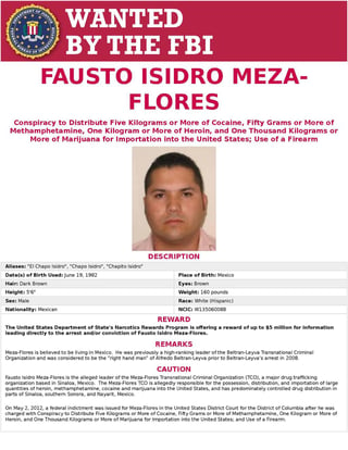 Las autoridades estadounidenses cree que el capo se esconde en México, pues el cartel que lidera -el Meza Flores- tiene gran poder en el estado de Sinaloa (noroeste del país). (ARCHIVO)