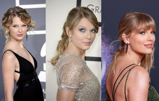 Evolución. La cantante estadounidense Taylor Swift y su paso por el Grammy en 2009, 2014 y durante los American Music Awards en 2019. (EFE)