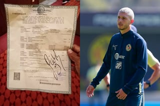 En redes sociales, el aficionado del América compartió unas imágenes en las que se muestra que el argentino Rodríguez le firma el acta. (ARCHIVO)