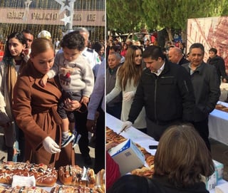 Los municipios de Gómez Palacio y Lerdo realizaron la tradicional repartición de la megarrosca de Reyes. (EL SIGLO DE TORREÓN)