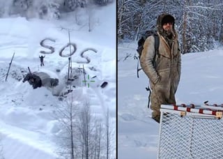 Hizo una señal gigante de ayuda en la nieve y los rescatistas la vieron. (INTERNET)