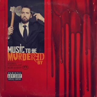 Álbum. La portada muestra sangre salpicada y a Eminem con barba vestido con traje y sombrero sosteniendo una pala. (ESPECIAL) 