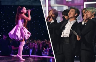 La cantante pop Ariana Grande sorprendió a sus seguidores con una fotografía en la que aparece con integrantes de la banda de pop coreano, BTS, luego de uno de sus ensayos para su actuación en el Grammy 2020. (ESPECIAL)