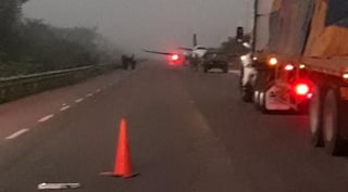 Una avioneta aterrizó en la carretera a Mérida en el municipio de Bacalar, Quintana Roo; durante la revisión de la aeronave un militar habría muerto y tres habrían resultado heridos por un accidente en la zona. (ESPECIAL)
