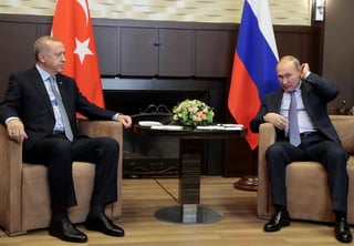 Los presidentes de Turquía y Rusia durante una reunión de trabajo en medio de las tensiones por Siria.