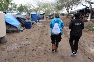 Un campamento de migrantes en la frontera norte de México colindante con Estados Unidos. (EFE) 