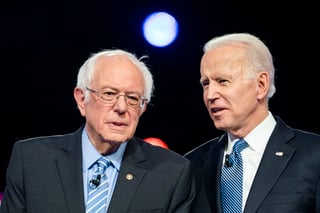 El cara a cara entre Sanders (i) y Biden (d) será a puerta cerrada. (ARCHIVO) 