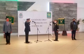 Se realizó la ceremonia de toma de posesión de cargo al General de Brigada D.E.M. Gerardo Serna Melchor, quien a partir de ahora será el comandante de la XII Brigada de Policía Militar y coordinador estatal de la Guardia Nacional en Coahuila. (DIANA GONZÁLEZ)