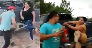 En los clips compartidos en redes sociales, se aprecia a ambas mujeres ser sometidas por hombres que arremeten a golpes contra ellas (CAPTURA)   