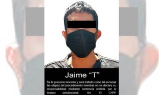 Jaime 'T' es conocido como 'el alacrán'; fue detenido por estar implicado en el asesinato del juez Uriel Villegas Ortiz.